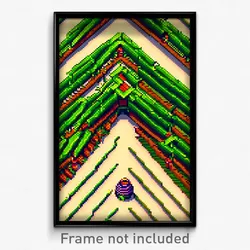 Pixel Art Poster - Zigzag Farm (8 Bit Psychedelic Trippy Weird Video Game Print)