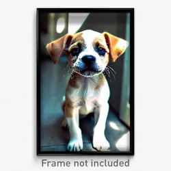 Pixel Art Poster - Stupendous Puppy (8 Bit Psychedelic Trippy Video Game Print)