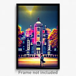 Pixel Art Poster - Tall Campus (8 Bit Psychedelic Trippy Weird Video Game Print)