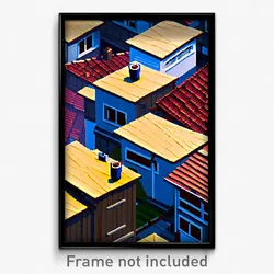 Pixel Art Poster - Accomplished Rooftops (8 Bit Psychedelic Video Game Print)