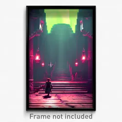 Pixel Art Poster - Meager Dungeon (8 Bit Psychedelic Trippy Video Game Print)