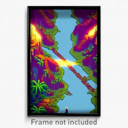 Pixel Art Poster - Puzzling Bayou (8 Bit Psychedelic Trippy Video Game Print)