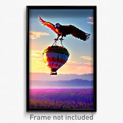 Pixel Art Poster - Flying Prairie (8 Bit Psychedelic Trippy Video Game Print)