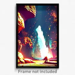 Pixel Art Poster - Shiny Cave (8 Bit Psychedelic Trippy Weird Video Game Print)