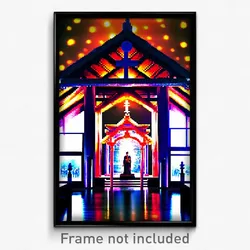 Pixel Art Poster - Terrific Shrine (8 Bit Psychedelic Trippy Video Game Print)
