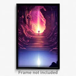 Pixel Art Poster - Deadly Cavern (8 Bit Psychedelic Trippy Video Game Print)