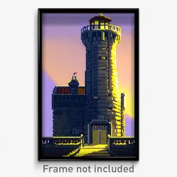 Pixel Art Poster - Unsightly Tower (8 Bit Psychedelic Trippy Video Game Print)