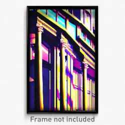 Pixel Art Poster - Bright Architecture (8 Bit Psychedelic Video Game Print)