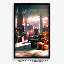 Pixel Art Poster - Adorable Marketplace (8 Bit Psychedelic Video Game Print)