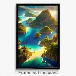 Pixel Art Poster - Frightening Exotic Island (8 Bit Video Game Print)