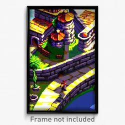 Pixel Art Poster - Quaint Fortress (8 Bit Psychedelic Trippy Video Game Print)