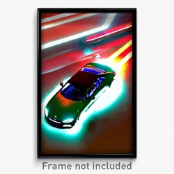 Pixel Art Poster - Liquid Car (8 Bit Psychedelic Trippy Weird Video Game Print)