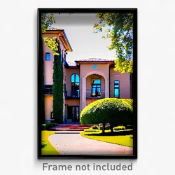 Pixel Art Poster - Prestigious Villa (8 Bit Psychedelic Trippy Video Game Print)