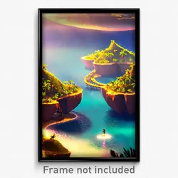 Pixel Art Poster - Secret Exotic Island (8 Bit Psychedelic Video Game Print)