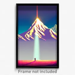 Pixel Art Poster - Major Mountain (8 Bit Psychedelic Trippy Video Game Print)