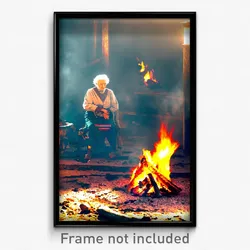 Pixel Art Poster - Elderly Fire (8 Bit Psychedelic Trippy Video Game Print)