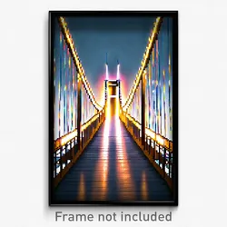 Pixel Art Poster - Wonderful Bridge (8 Bit Psychedelic Trippy Video Game Print)
