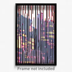 Pixel Art Poster - Wire Frame Glitchy Brazilian City (8 Bit Video Game Print)