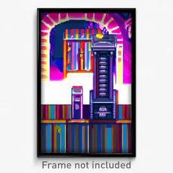 Pixel Art Poster - Striped Tomb (8 Bit Psychedelic Trippy Video Game Print)