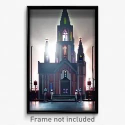 Pixel Art Poster - Impeccable Church (8 Bit Psychedelic Trippy Video Game Print)