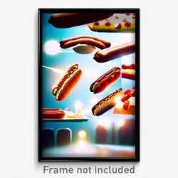 Pixel Art Poster - Clean Hot Dog (8 Bit Psychedelic Trippy Video Game Print)