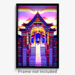 Pixel Art Poster - Made Up Anime Architecture (8 Bit Video Game Print)