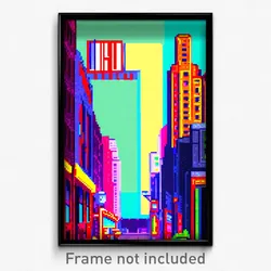 Pixel Art Poster - Shifty City (8 Bit Psychedelic Trippy Weird Video Game Print)