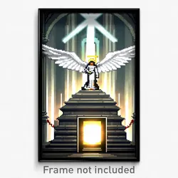 Pixel Art Poster - Angelic Ossuary (8 Bit Psychedelic Trippy Video Game Print)