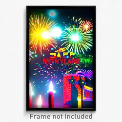 Pixel Art Poster - Brilliant New Year Day (8 Bit Psychedelic Video Game Print)