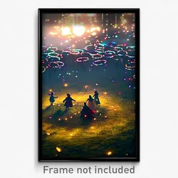 Pixel Art Poster - Crowded Fairy Ring (8 Bit Psychedelic Video Game Print)