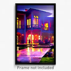 Pixel Art Poster - Humongous Villa (8 Bit Psychedelic Trippy Video Game Print)