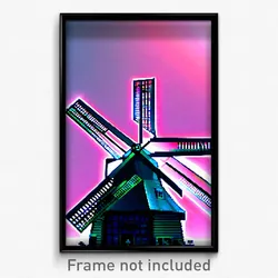 Pixel Art Poster - Superb Windmill (8 Bit Psychedelic Trippy Video Game Print)
