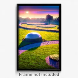 Pixel Art Poster - Round Meadow (8 Bit Psychedelic Trippy Video Game Print)