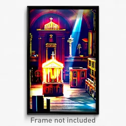 Pixel Art Poster - Cluttered Tabernacle (8 Bit Psychedelic Video Game Print)