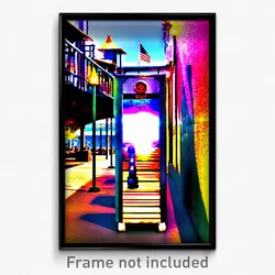 Pixel Art Poster - Vibrating Quay (8 Bit Psychedelic Trippy Video Game Print)