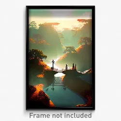 Pixel Art Poster - Peaceful Badland (8 Bit Psychedelic Trippy Video Game Print)
