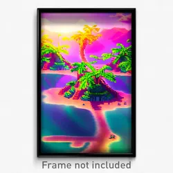 Pixel Art Poster - Nifty Atoll (8 Bit Psychedelic Trippy Weird Video Game Print)