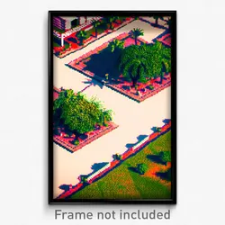 Pixel Art Poster - Square Savannah (8 Bit Psychedelic Trippy Video Game Print)