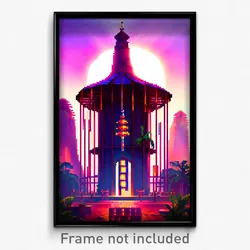 Pixel Art Poster - Exotic Belfry (8 Bit Psychedelic Trippy Video Game Print)