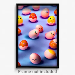 Pixel Art Poster - Cute Eggs (8 Bit Psychedelic Trippy Weird Video Game Print)