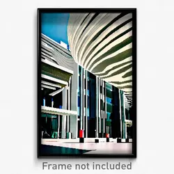 Pixel Art Poster - Impressive Modern Architecture (8 Bit Video Game Print)