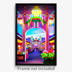 Pixel Art Poster - Bountiful Marketplace (8 Bit Psychedelic Video Game Print)