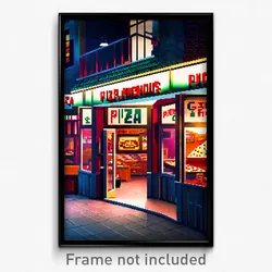 Pixel Art Poster - Stupendous Pizza Shop (8 Bit Psychedelic Video Game Print)