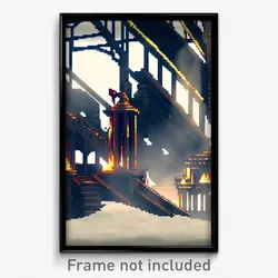 Pixel Art Poster - Detailed Forgeworks (8 Bit Psychedelic Video Game Print)