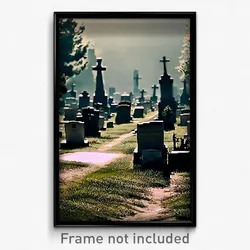 Pixel Art Poster - Muted Cemetery (8 Bit Psychedelic Trippy Video Game Print)