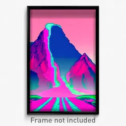 Pixel Art Poster - Glitch Art Bluff (8 Bit Psychedelic Trippy Video Game Print)
