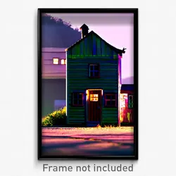 Pixel Art Poster - Lonely Shack Tenement (8 Bit Psychedelic Video Game Print)