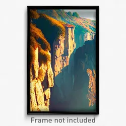 Pixel Art Poster - Realistic Cliff (8 Bit Psychedelic Trippy Video Game Print)
