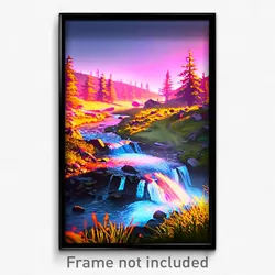Pixel Art Poster - Outlandish Stream (8 Bit Psychedelic Trippy Video Game Print)