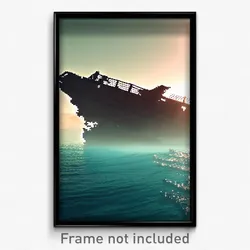 Pixel Art Poster - Flat Sea Wreck (8 Bit Psychedelic Trippy Video Game Print)